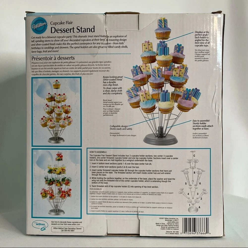WILTON Cupcake Flair Dessert Stand Silvertone Metal
